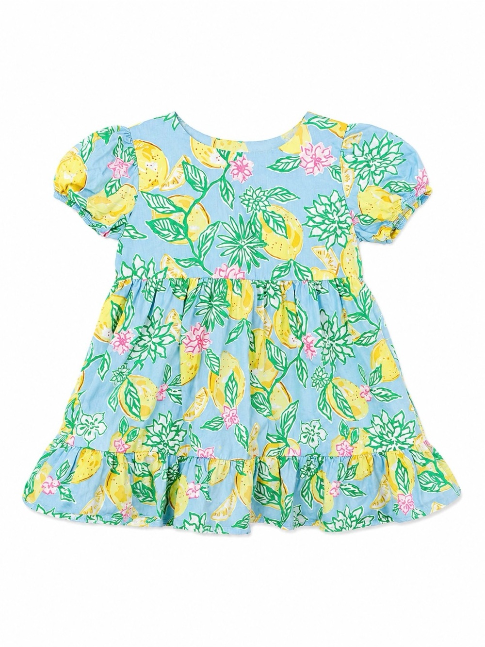 Lilly Pulitzer Baby Girls Lemon Floral Puff Sleeve Dress 18-24 Months